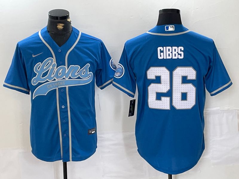 Men Detroit Lions #26 Gibbs Blue Joint Name 2024 Nike Limited NFL Jersey style 1->detroit lions->NFL Jersey